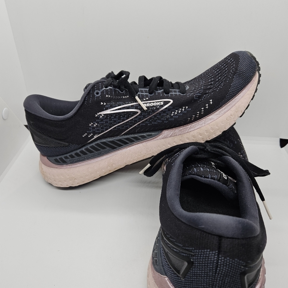 Brooks Glycerin 19 GTS running shoes black with pink accents women's 11 - Picture 6 of 9